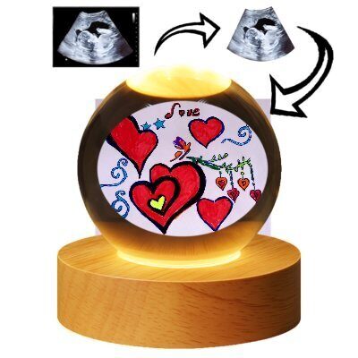 Laser gravierte Zauberkugel Kristall beleuchtet LED  Wahlmotiv Magisches Licht 